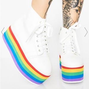 Dolls Kill Rainbow Platform Sneakers